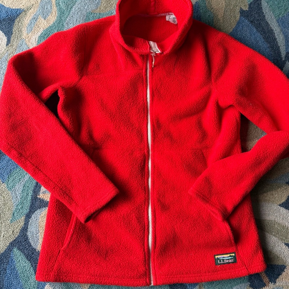L.L. Bean womens Bright Red Fleece Jacket size XS